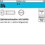 Zylinderschraube DIN 84/ISO 1207 Schlitz M4x 20 A 4 1000 Stück - VPE: 1000