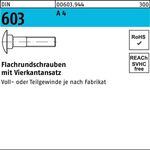 Flachrundschraube DIN 603 Vierkantansatz M12x 80 A 4 1 Stück