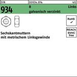 Sechskantmutter DIN 934 links M39 -LH 8 galv.verz. 1 Stück