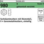 Sechskantmutter DIN 980 Klemmteil VM 6 8 galv.verz. 100 Stück - VPE: 100