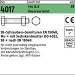 Sechskantschraube ISO 4017 VG Mutter M8x 50 8.8 feuerverz. SB 200 Stück - VPE: 200