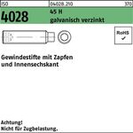 Gewindestift ISO 4028 Zapfen/Innen-6kt M20x70 45 H galv.verz. 25St. - VPE: 25