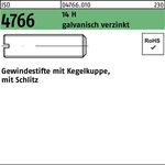 Gewindestift ISO 4766 Kegelkuppe/Schlitz M4x20 14 H galv.verz. 200St. - VPE: 200