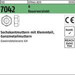 Sechskantmutter ISO 7042 Klemmteil M20 8 feuerverz. 50 Stück - VPE: 50