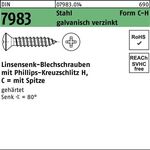 Linsensenkblechschraube DIN 7983 PH C 5,5x22-H Stahl gehärtet galv.verz. 500St. - VPE: 500