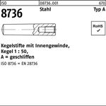 Kegelstift ISO 8736 Innengewinde A 12x 80 Stahl Kegel 1:50 10 Stück - VPE: 10