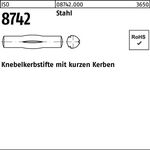 Knebelkerbstift ISO 8742 kurzen Kerben 12x 100 Stahl 25 Stück - VPE: 25