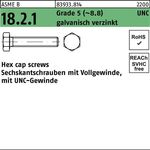 Sechskantschraube R 83933 UNC VG 5/16x1/2 Grade 5 (~8.8) galv.verz. 100St. - VPE: 100