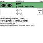 Verbindungsmuffe R 88088 rund IG M10x30x13 Stahl galv.verz. durchg. IG 100St. - VPE: 100