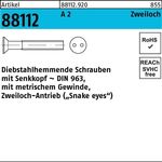 Schraube R 88112 diebstahlhemmend Seko/Zweiloch M3x 20 A 2 100 Stück - VPE: 100