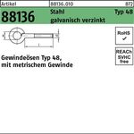 Gewindeöse R 88136 Typ 48 M4x 20 D 6 Stahl galv.verz. 100 Stück - VPE: 100