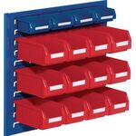 Sichtlagerkastenset H450xB500xT250mm STA/PE blau+rot 12xGr.7 rot/4xGr.8blau