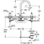 GROHE 3-L-WT-Batterie Atrio Private C. 20593 für Hebelgriffe cool sunrise