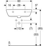 Geberit Waschtisch RENOVA m HL ohne Überlauf 600x480mm weiß KT