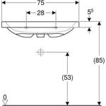 Geberit Aufsatzwaschtisch iCon Light 750x480mm o Hahnloch mit Überlauf weiß