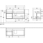 V&B Waschtischunterschrank FINION 1196x591x498mm Regalele. glos. wh bl ma