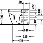 Duravit Stand-WC HAPPY D.2 BACK-TO-WALL tief 365x570mm Abgang waagerecht weiß WG