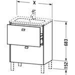 Duravit WT-Unterbau BRIOSO COMPACT Griffe Frontfarbe 683x620x389mm grap ma