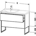 Duravit Waschtischunterbau XSQUARE Be links 805x810x473mm betongrau matt