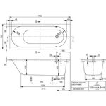 V&B Whirlpoolsystem OBERON m BW R-eck 1700x700 Tech. Pos 1 we