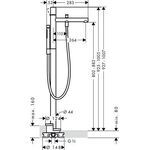 Einhebel-Wannenmischer AXOR UNO Zerogriff, bodenstehend chrom