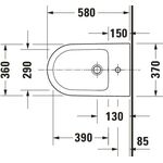 Duravit Stand-Bidet D-NEO back to wall m ÜL m HLB 1 HL weiß WG