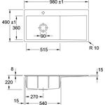 V&B Einbauspüle SUBWAY STYLE 60 FLAT 980x490mm Be li Exzent. chrit