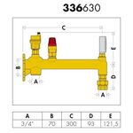 Caleffi Gefäß-Anschlussgruppe Fixcal 336 mit Kappenventil Messing