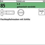 Flachkopfschraube DIN 85/ISO 1580 Schlitz M6x60 4.8 galv.verz. 100St. - VPE: 100