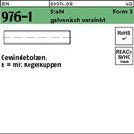 Gewindebolzen DIN 976 Kegelkuppen BM 6x 80 Stahl galv.verz. 100Stück - VPE: 100