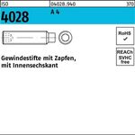 Gewindestift ISO 4028 Zapfen/Innen-6kt M6x 8 A 4 500 Stück - VPE: 500