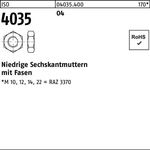 Sechskantmutter ISO 4035 niedrig Fasen M6 Automatenstahl 100 Stück - VPE: 100