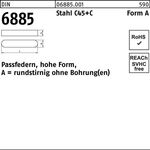 Passfeder DIN 6885 FormA rundstirnig/o.Bohrung A 8x 7x 60 Stahl C45+C 50Stück - VPE: 50