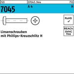 Flachkopfschraube ISO 7045 PH M2,5x 4-H A 4 1000 Stück - VPE: 1000