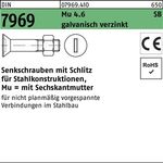 Senkschraube DIN 7969 Schlitz/Mutter M12x 60 4.6 galv.verz. 100St. - VPE: 100