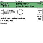 Blechschraube DIN 7976 Sechskant/Spitze C 5,5x38 Stahl geh.galv.verz. 250St. - VPE: 250