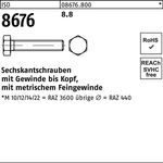 Sechskantschraube ISO 8676 VG M12x1,5x 50 8.8 100 Stück - VPE: 100