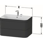 Duravit Waschtischset HAPPY D.2 PLUS 2 Schubk 775x490mm 2 HL weiß seidenmatt