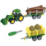 John Deere Traktor mit Holz u. Heuwagen