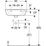 Geberit Handwaschbecken RENOVA mit Hahnloch mit Überlauf 500x400mm weiß