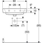 Geberit Aufsatzwaschtisch RENOVA PLAN m HL mit Überlauf 600x480mm weiß KT