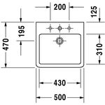 Duravit Waschtisch VERO m ÜL HLB 500x470mm geschli 1 HL weiß WG