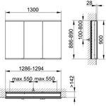 Keuco Spiegelschrank ROYAL MODULAR 2.0 Breite 1300mm Höhe 900mm Tiefe 160mm