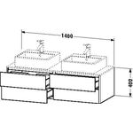 Duravit Waschtischunterbau XSQUARE 400x1400x548mm f 2 Becken weiß hochglanz