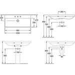 V&B Schrankwaschtisch AVENTO 1000x470mm f 3-L Arm ge m ÜL Sto wh C+