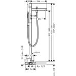 Einhebel-Wannenmischer AXOR UNO Zerogriff, bodenstehend brushed brass