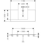 HG Konsole Xelu Q 1180x550mm m Auschnitt mttg eiche natur