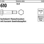 Sechskantpassschraube DIN 610 kurzem Gewindezapfen M12x 60 8.8 25 Stück - VPE: 25