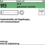 Gewindestift DIN 913 Kegelkuppe/Innen-6kt M12x50 45 H galv.verz. 100St. - VPE: 100