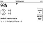 Sechskantmutter DIN 934 M5 8 1000 Stück - VPE: 1000